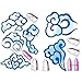 Clouds Temporary Tattoos Full Set for Jinx Arcane Cosplay Prop Hand Body Tattoo Sticker Women Anime Conventions (Dark Blue)