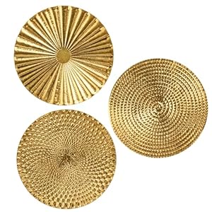Briful 12″ Gold Wall Décor Pack of 3 Metal Starbursts Radial Plate Wall Art Modern Accent Hanging Wall Decorations For Home Office Bedroom Or Living Room Wall Sculptures