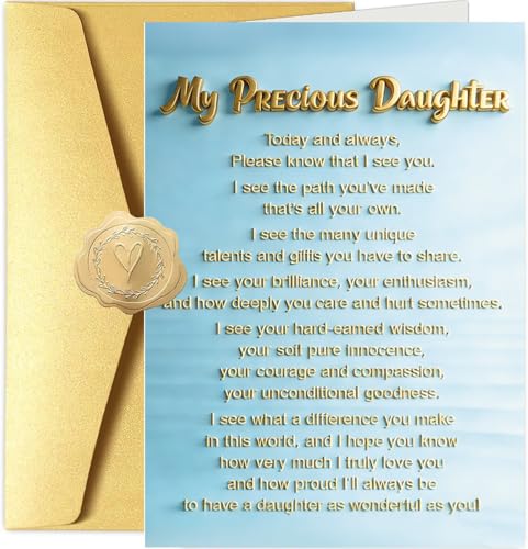 Heartwarming 3D Birthday Card for Daughter, My Precious Daughter Humorous Greeting Card,Birthday Gift for Her from Mom Dad, 16th Birthday Card for Adult Daughter, Blank Inside with Gold Envelope