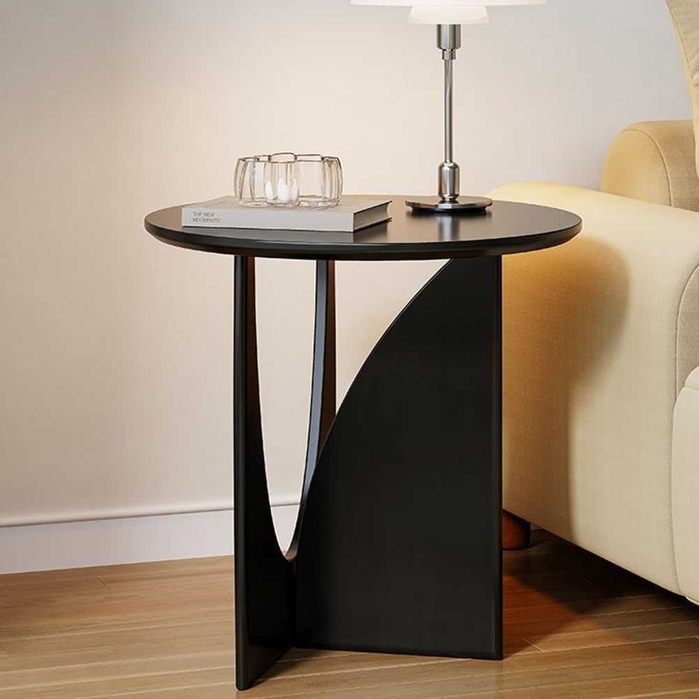 SXZenSpace Sofa Tray Table Portable Desk with Strong Legs, Wood Accent Round Couch Side Tables,Couch That Slide under for Living Room Bedroom,black