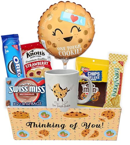 Get well Soon, One Tough Cookie Gift Basket, Care package Snack Box with Cookie, Balloon,...