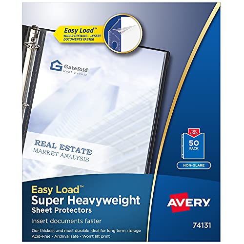 Avery 74131 protections en plastique transparentes pochette plastique classeur A4 lot de 50