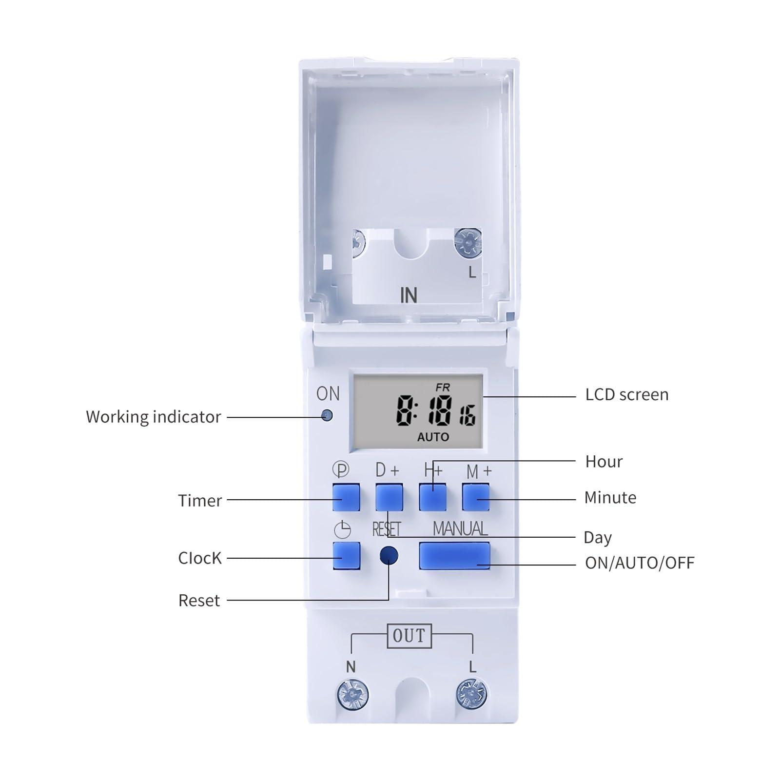 Typ Szyna DIN 2-żyłowy Tygodniowy 7-dniowy programowalny cyfrowy WYŁĄCZNIK CZASOWY Przekaźnik Sterowanie czasowe AC 220 V 230 12 24 48 16 A 30 A(220V)