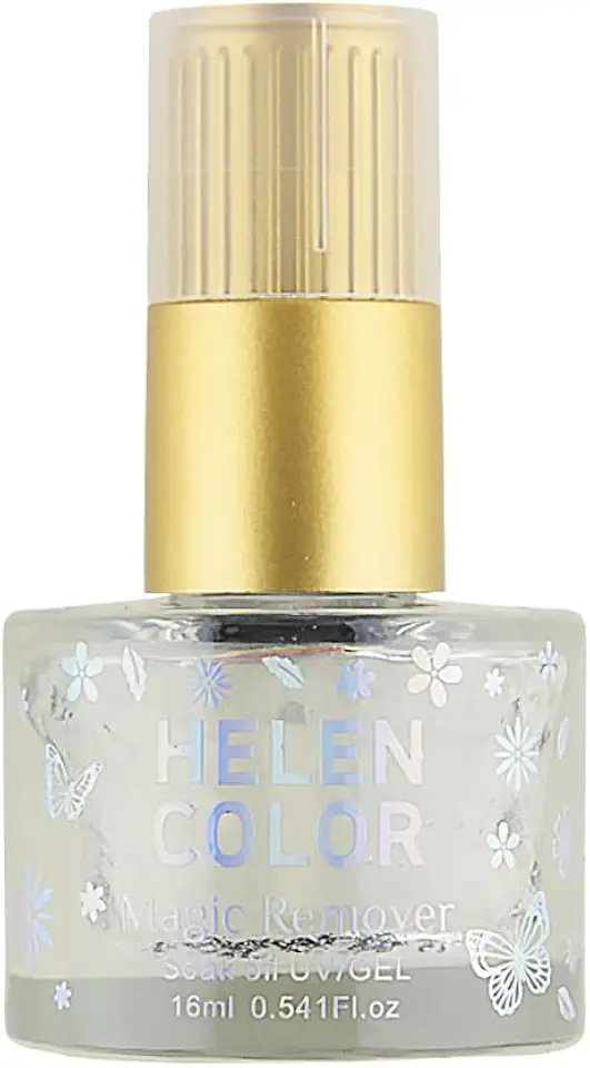 Helen Color Removedor de Esmalte Mágico, Líquido para Unhas, Frasco Decorado com Borboletas, Tampa Dourada, 16ml, Fórmula sem Acetona, para Uso Doméstico e Profissional (16ml Transparente)