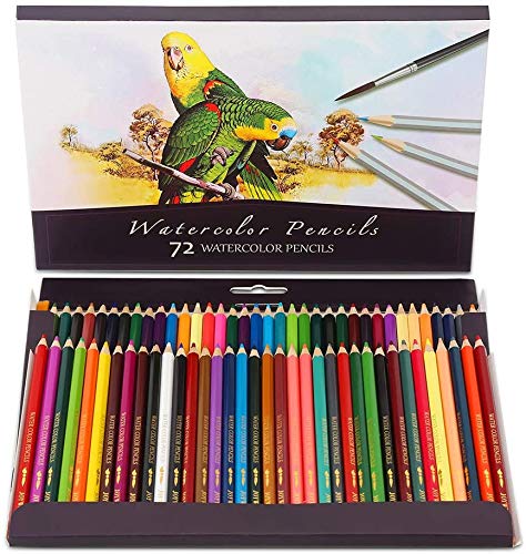 EADEN Watercolor Pencil Set, 72 Colored Pencils with Brush, Professional Tool for Drawing, Sketching, and Painting