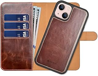 GIGA EG PULOKA for iPhone 14 Leather Flip Cover Detachable Leather Wallet Case Compatiable for Apple iPhone 14 (Brown)