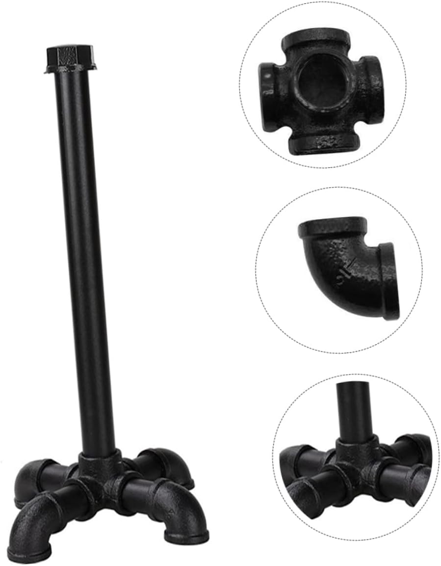 Industrial Style Water Pipe Desktop Roll Paper Holder Tissue Holder Countertop Stand Black
