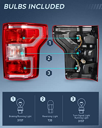 Image of Nilight Taillight Assembly for 2018 2019 2020 Ford F150 Passenger Side