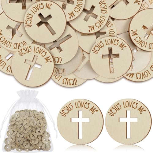 150 Pcs Jesus Loves You Tokens Wooden Christian Challenge Coin