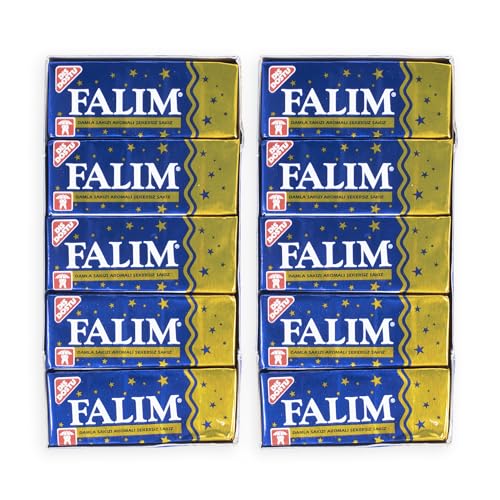 Falim Kaugummi Damla Sakız Geschmack 2 x 20er-Pack mit je 5 Stück zuckerfrei & zahnschonend Mastix-Aroma blau-gold türkischer Kaugummi ohne Zucker für frischen Atem & langes Kauerlebnis