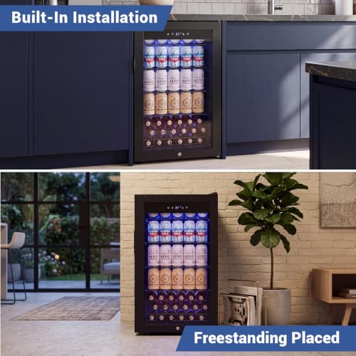 Image of Beverage Cooler Refrigerator, 3.2 Cu. Ft. Mini Fridge with Glass Door Black