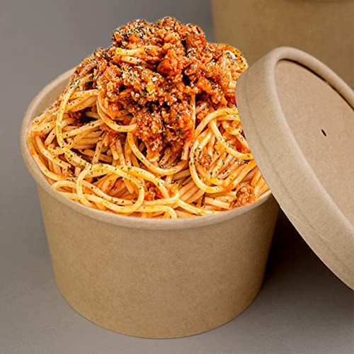 Image of Wuadua 25 Pack 8oz Paper Soup Cups with Lids Disposable Ice Cream Cups