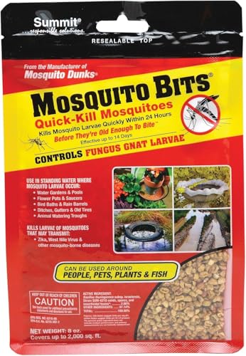 Summit Mosquito Bits 8oz Mosquito Control for Standing Water Ponds Bird Baths & Garden Water Features Natural Larvae Treatment Safe for Pets Fish & Wildlife