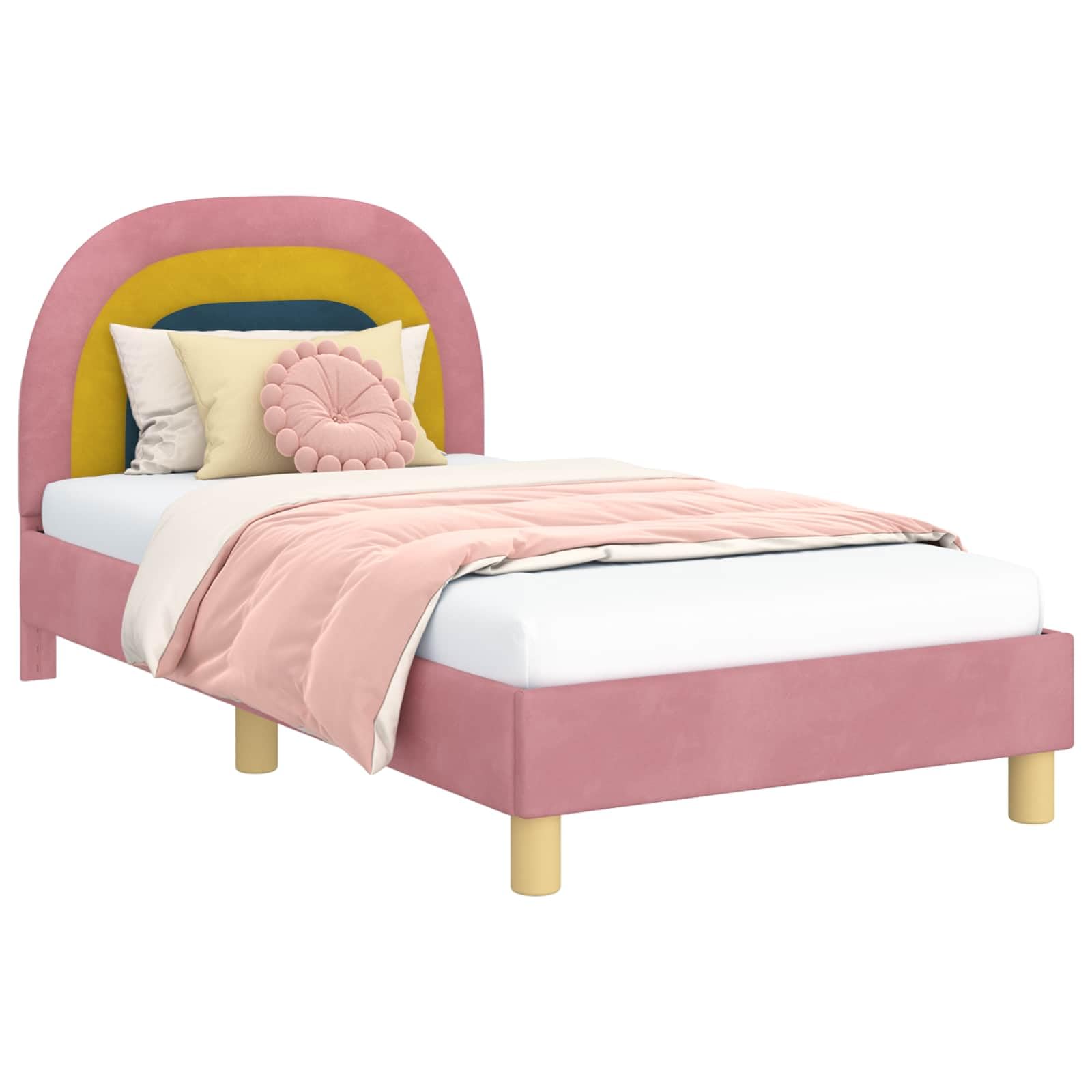 vidaXL Cadre de lit pour Enfants avec tête de lit Rose 80 x 160 cm, Cadre de lit Moderne, tête de lit Chic, Meubles durables, Design stylé, Gain de Place, Style Fonctionnel