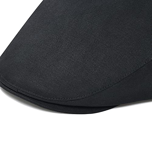 Starance Men's Cotton Flat Cap Ivy Gatsby Newsboy Hat Summer Driving Scally Cap Thin Cap (Black, 7 1/4) #TOP6
