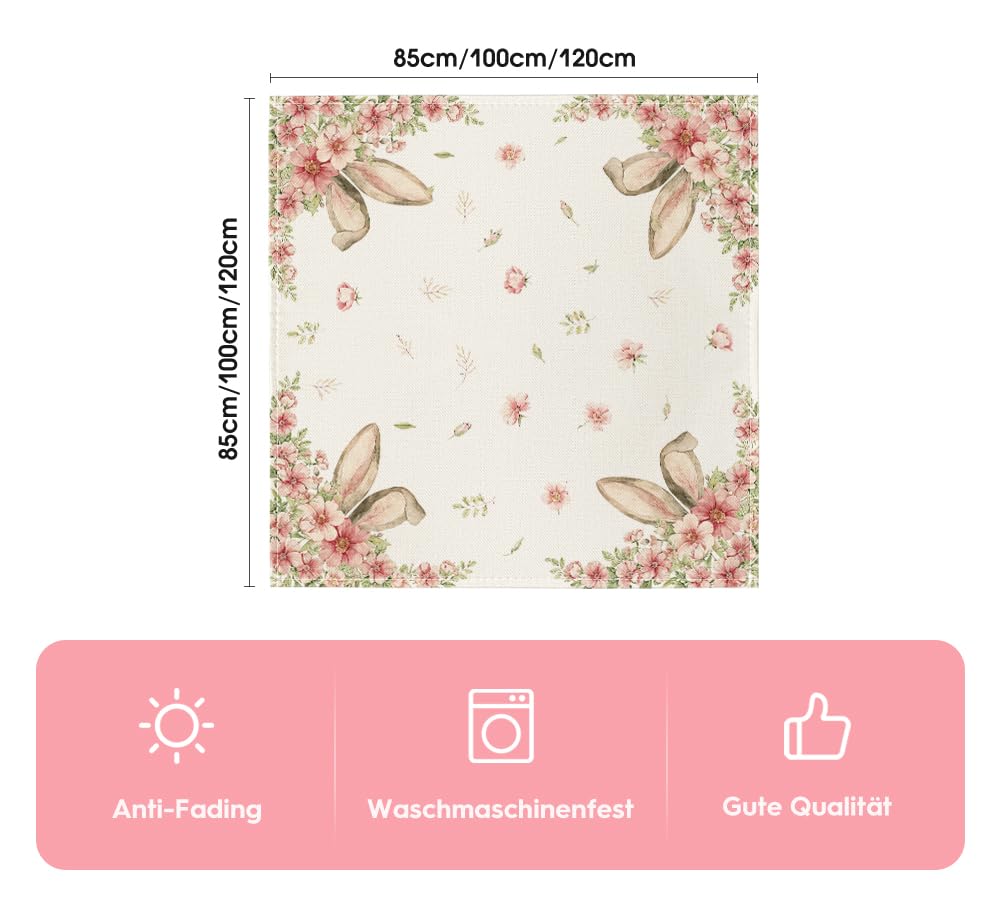 Tovaglia Pasquale Con Orecchie Di Coniglio - Decorazione Tavola Primavera, Antimacchia E Festosa - Foto 3