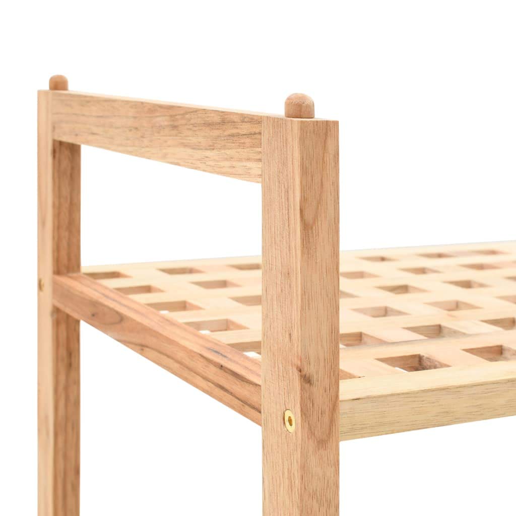 Schuhregal Walnuss stapelbar L x B x H : 69x26x81 cm Schuhablage mit 4 Ablagen für ca. 12 Paar Schuhe Holz Schuhrschrank zum aufeinander Stellen aus Nuss, Natur