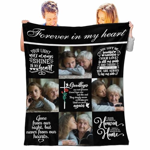 AOFUN Personalized Memorial Blanket with Photos, Custom Blankets with Photos, Personalized Couples Gifts, Memorial Gifts for Loss of Father/Mother/Pet, Multi Sizes