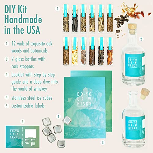 DO Your Whisky | DIY Whiskey Infusion Set | Whiskey Making Kit | 12 Woodchips & Botanicals | 6 Whiskey Stones & Recipes | Gifts for Adults, Men & Women | Anniversary, Birthday, Wedding, Father’s Day