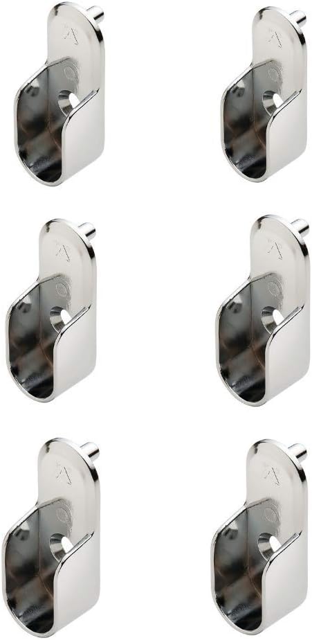 Oval Closet Rod Flange - w/Rear Facing Pins- 15 mm x 30mm - Chrome Finish (Pack of 6)