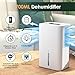 Portable Home Dehumidifier for Basements Bathroom Bedroom|91 OZ Tank|900 sq.ft Coverage|Quiet Smart Design with Auto Shut-Off White（91 OZ）