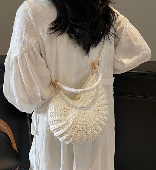 Handmade Crochet Tote Bag Seashell Purse for Women Boho Shell Handbag Crossbody Shoulder Bag Summer Beach Clutch Hobo Handbag - Image 3