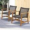 Idzo liberte 500lbs capacity acacia outdoor club chairs set of 2 fsc teak finish wood patio furniture sets with upgraded 2000hours uv resistant wicker  urban country home decor