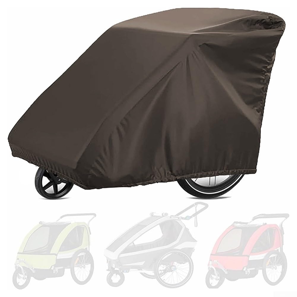 Yhenlovtt Copertura per rimorchio bici per bambini, impermeabile, resistente ai raggi UV, in tessuto Oxford 210D, per Qeridoo, Burley, Thule, Chariot, Croozer, Leggero, Nordic Cab, Yepp, per (BROWN)