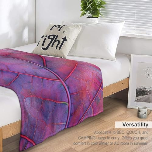 Couverture micro-polaire de qualite superieure avec motif feuilles structurees - 5