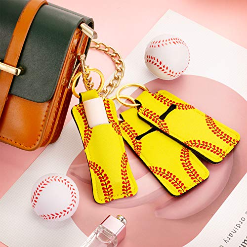 Patelai 20 Pcs Softball Lipstick Holder Keychain Lipstick Holder Clip-On Sleeve Pouch #TOP3