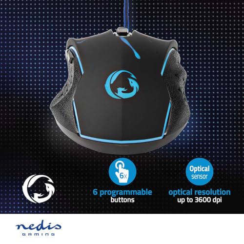Nedis GMWD210BK Jouer Droitier USB Type A Optique 3600 DPI Neuf - vue 9