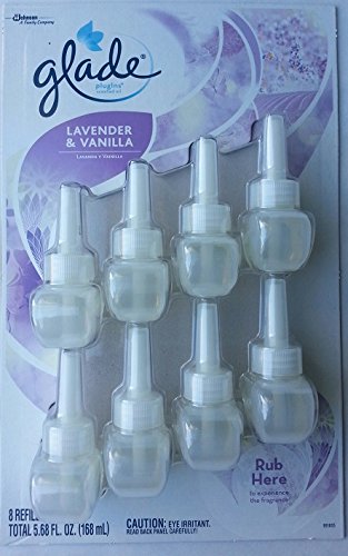 Glade PlugIns Scented Oil ~ Lavender & Vanilla 8 Pack Scented Oil Fragrance Refills