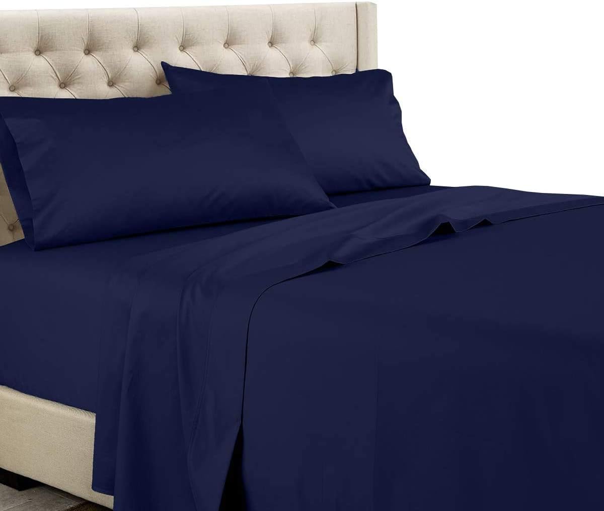 Solid 600-Thread-Count, 100-Percent Cotton Queen Attached Waterbed Sheets Set, Chocolate
