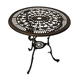 solide und stabil gefertigt Gartentisch LUGANO 70cm rund, Aluguss bronze antik jugendstil Gartenmöbel Tisch