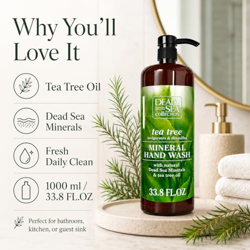 Image of Dead Sea Collection Hand Soap Pump Tea Tree - Hand Wash Liquid with Dead Sea Minerals and Tea Tree Nourishing - Invigorates & Detoxifies Oil - Gentle for All Skin Types Pack of 2 (33.8 Fl Oz Each)