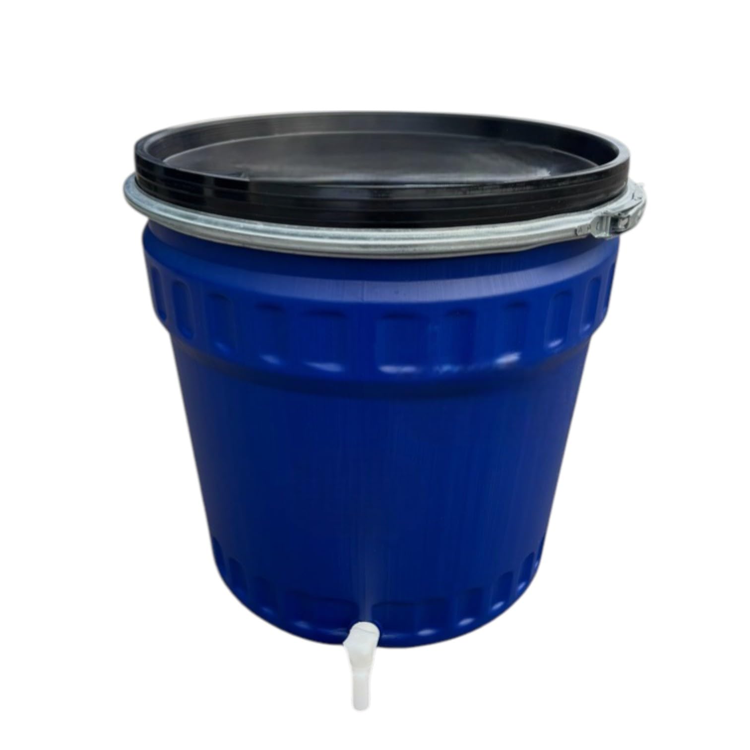 Jordan & Jordan — Fût Conique 120L PEHD — Ouverture XXL Ø55cm Cerclage Levier — Fermentation, Eau, Huiles — Certifié Alimentaire — Robinet Intégré