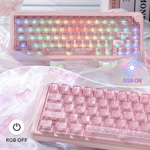 Image of dagaladoo Pink Clear keycaps,Translucent keycaps,Shine Throug Key caps | Forged Carbon Fiber keyboard keycaps,Side Print,Cherry Profile custom Keycaps for Mx Switches Mechanical Keyboard
