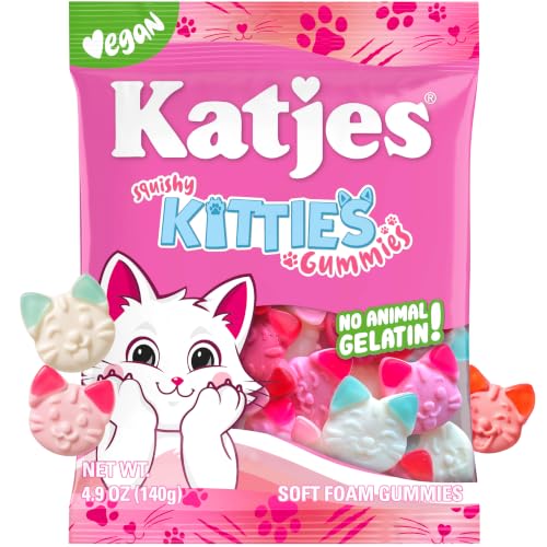 Katjes Squishy Kitties Vegan Foam Gummy Candy, Gelatin Free, 4.9 ...