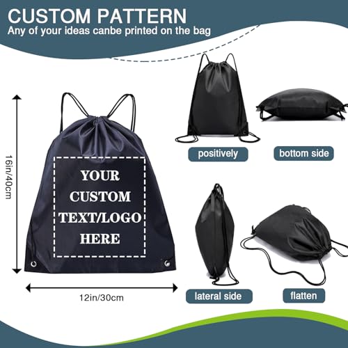 Custom Drawstring Backpacks Bags 10/50/100/200/500Pack Bulk Drawstring Bags Promotional Items with Your Logo Great for Travelling,Sports,Gym and for Everyday Use