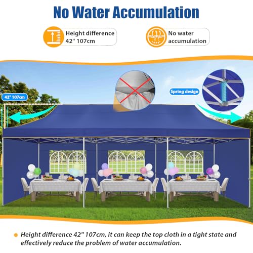Image of Hoteel 10x30 Heavy Duty Pop Up Canopy Tent with 5 Sidewalls, Blue