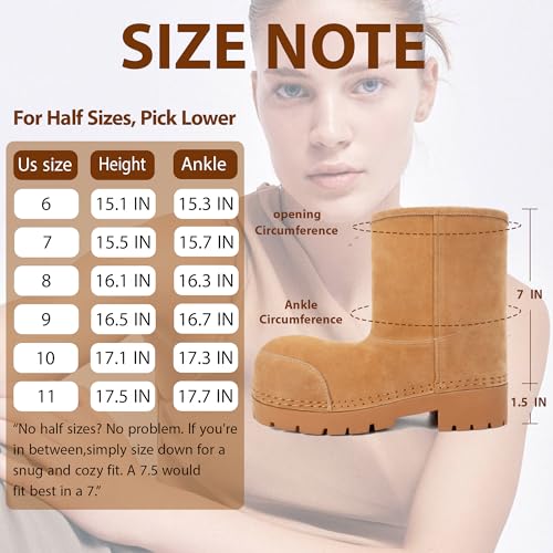 Womens Winter Snow Boots Mid Calf Fur Lined Waterproof Outdoor Boots Slip On Anti Slip Sole Cold Weather Shoes4