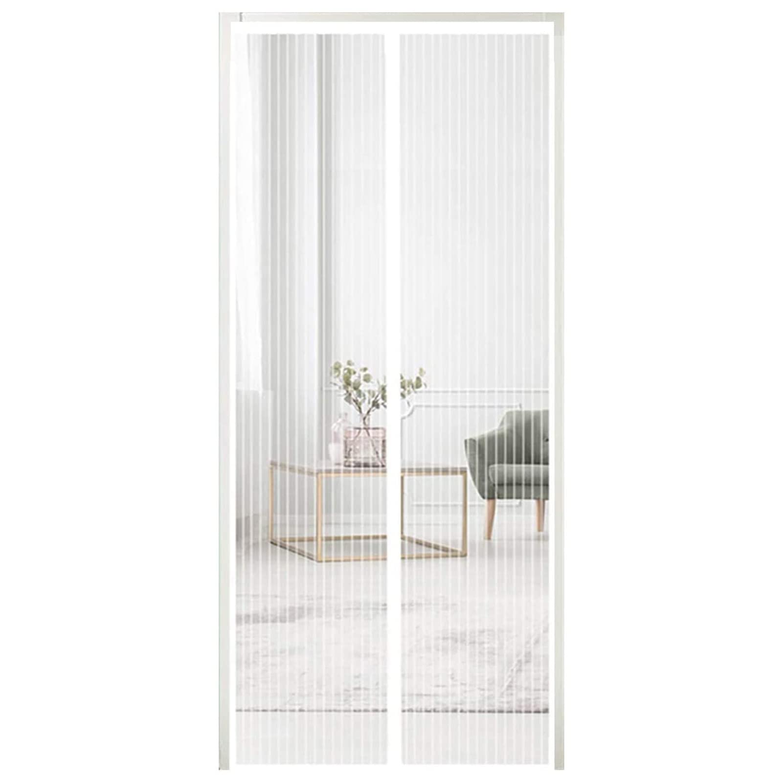 Magnetvorhang Für Türen 155x215 Cm – Fliegengitter Mit Magnetverschluss, Weiß, Für Innen/Patio