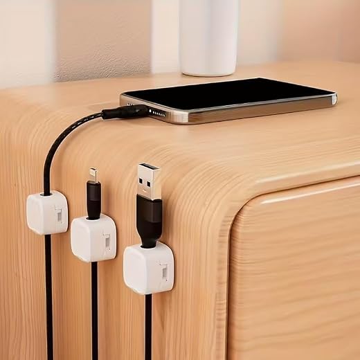 10PCS Cable Organizer for Desk and Wall Charging Cable Holder Data Cord Organizer for Home Office Cable Management (White)