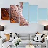 SIGNWIN 5 Panel Canvas Wall Art Abstract Architecture Modern Artwork for Home Decorations Ready to Hang - 60