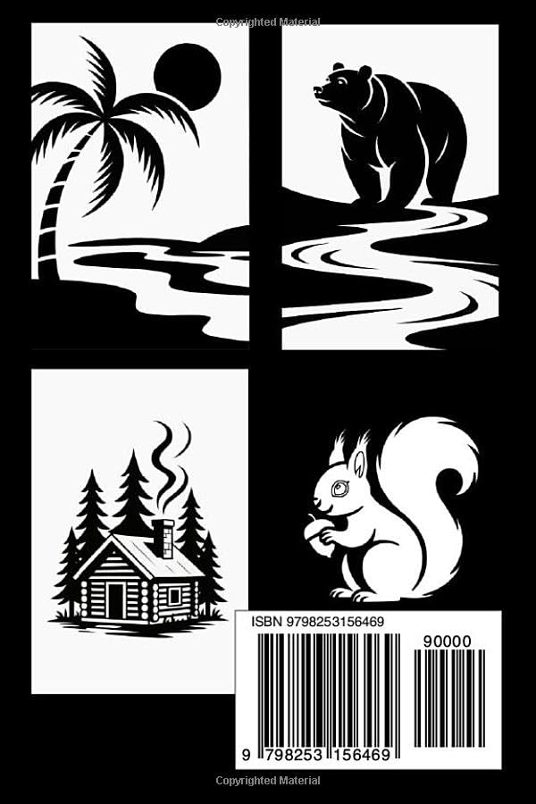 Monochrome Coloring Book Nature And Animals Pocket Size: Black and White One Pen Coloring for Adults & Teens Mini (4x6) Travel Size Coloring for Mindful and Cozy (One Pen Monochrome Coloring Books) image 3