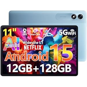 Blackview Tab90 WiFi Android 15 Tablet 11 Zoll,Gamini AI Tablet Android, 12GB RAM+128GB Speicherplatz(2TB TF),Großes Display Widevide L1,Octa-core, 8200mAh Akku,5G WiFi,Dual13MP+8MP,GMS,BT 5.0