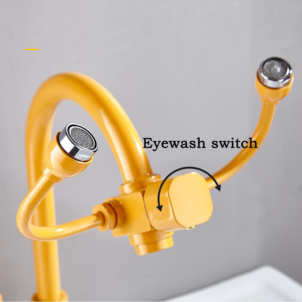 Augendusche für den Notfall, 30 cm, automatisch erkennende Doppelsprühdüsen, Augenduschen-Set zum Waschen von Augen und Gesicht beim Duschen (Farbe: Gelb) (Gelb)