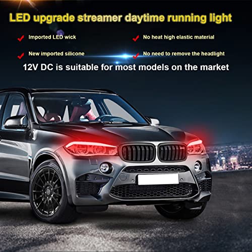 Led Headlight Strip Tube Light, 24 Inch Flexible Drl Daytime Running Light, Waterproof Switchback Sequential Flowing Turn Signal Lamp, Auto Decor Accessories Universal For Most Cars (Red/Yellow) #TOP7