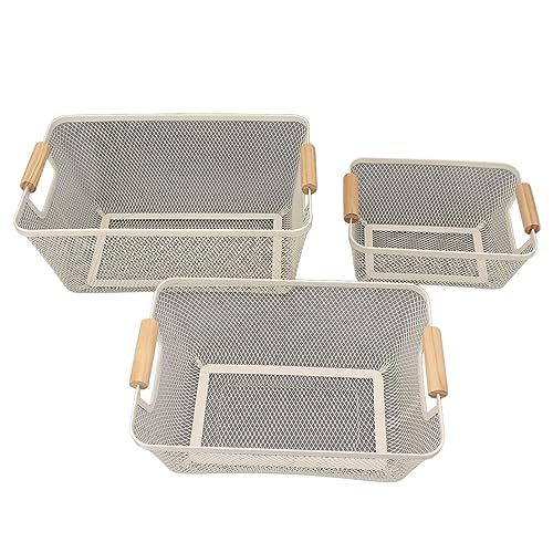 3 cestas de almacenamiento de alambre metálico