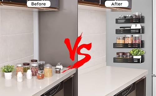 Magnetic Spice Racks For Refrigerator With Hooks Keep Your Kitchen Organized And Spices Easily Accessible With Moveable Fridge Magnetic Spice Shelves Magnetic Hooks Provides Extra Storage Space #TOP6